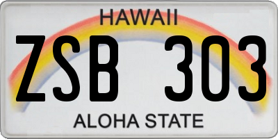 HI license plate ZSB303