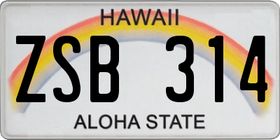 HI license plate ZSB314
