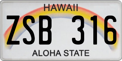HI license plate ZSB316