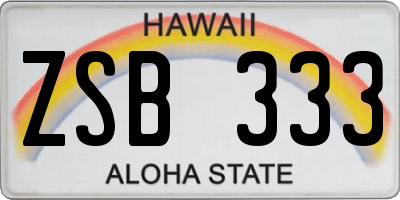 HI license plate ZSB333