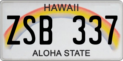 HI license plate ZSB337