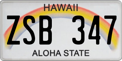 HI license plate ZSB347