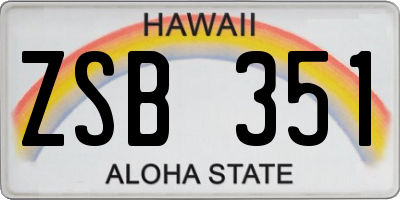 HI license plate ZSB351