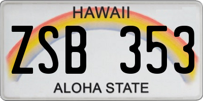 HI license plate ZSB353