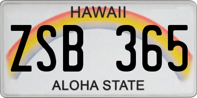 HI license plate ZSB365