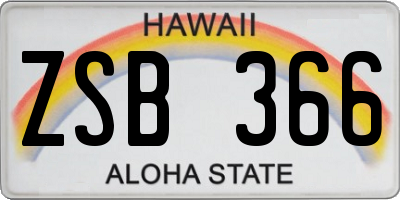 HI license plate ZSB366
