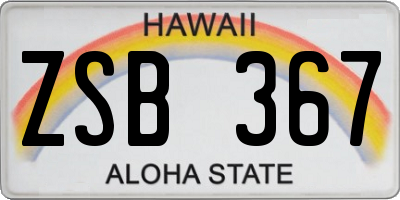 HI license plate ZSB367