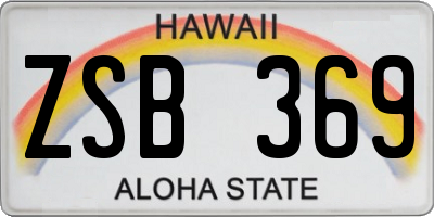 HI license plate ZSB369