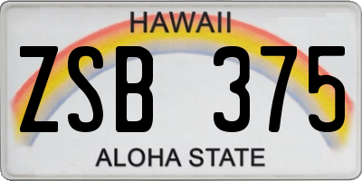 HI license plate ZSB375
