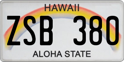 HI license plate ZSB380