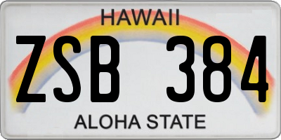 HI license plate ZSB384