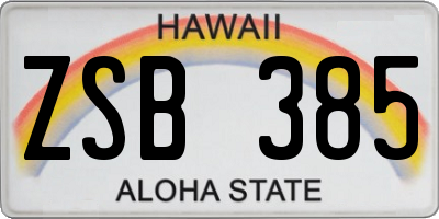 HI license plate ZSB385