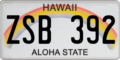 HI license plate ZSB392