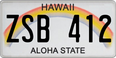 HI license plate ZSB412