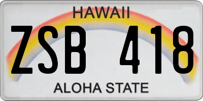 HI license plate ZSB418