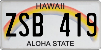 HI license plate ZSB419
