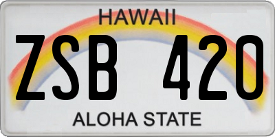 HI license plate ZSB420