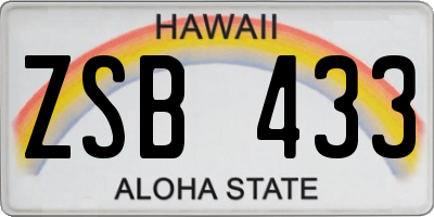 HI license plate ZSB433