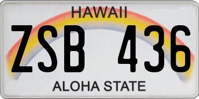 HI license plate ZSB436
