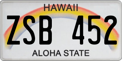 HI license plate ZSB452