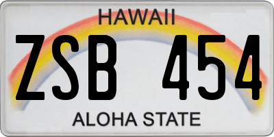 HI license plate ZSB454
