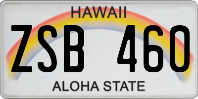 HI license plate ZSB460