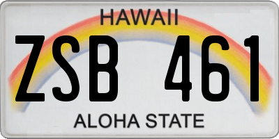 HI license plate ZSB461