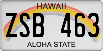 HI license plate ZSB463