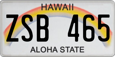 HI license plate ZSB465