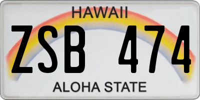 HI license plate ZSB474