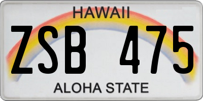 HI license plate ZSB475