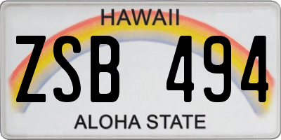 HI license plate ZSB494