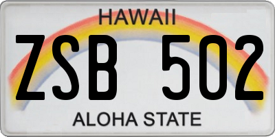 HI license plate ZSB502