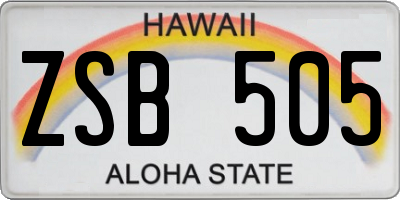 HI license plate ZSB505