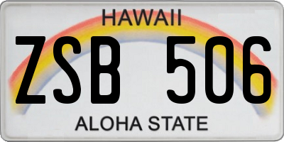 HI license plate ZSB506