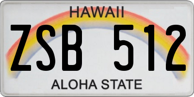 HI license plate ZSB512