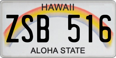 HI license plate ZSB516