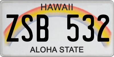 HI license plate ZSB532