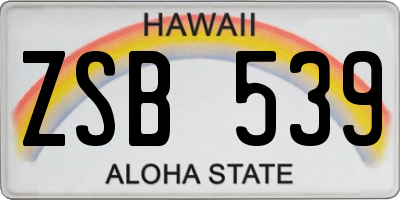 HI license plate ZSB539