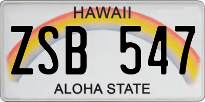 HI license plate ZSB547