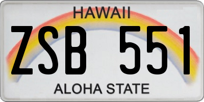 HI license plate ZSB551