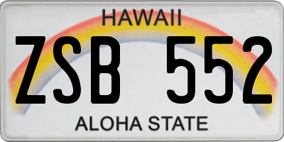 HI license plate ZSB552