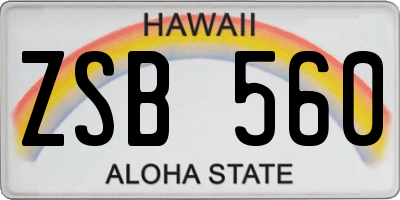 HI license plate ZSB560