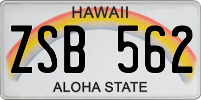 HI license plate ZSB562