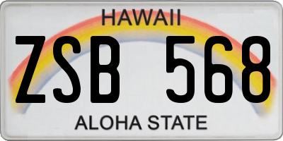 HI license plate ZSB568