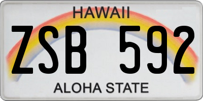 HI license plate ZSB592