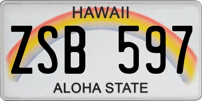 HI license plate ZSB597