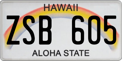 HI license plate ZSB605