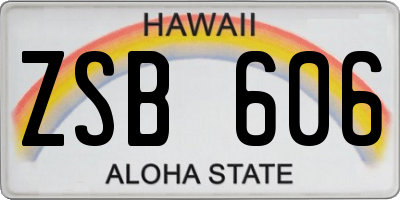 HI license plate ZSB606