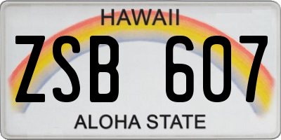 HI license plate ZSB607